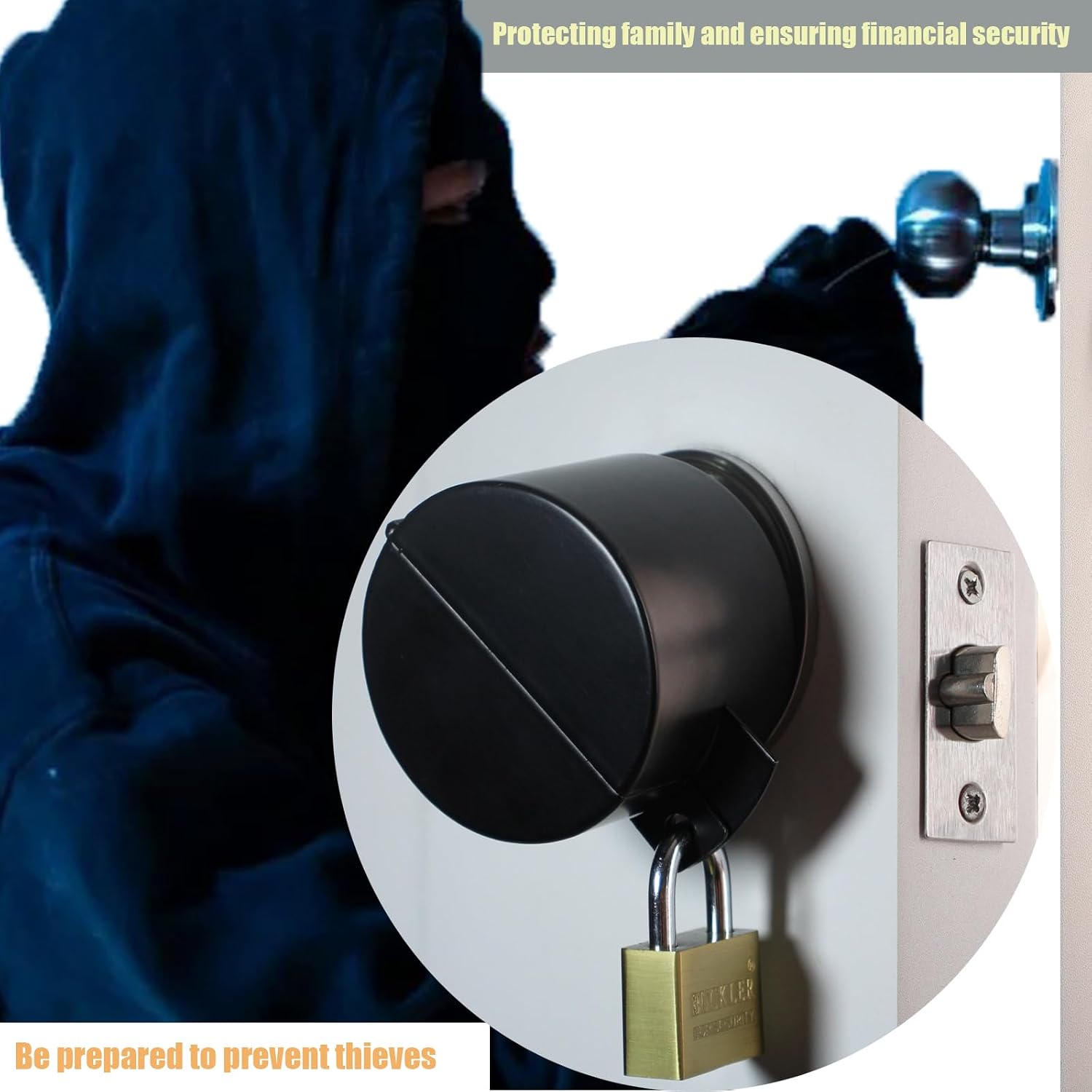 Door Knob Lock Cover & Door Knob Cover Lock – Dementia Safety Locks for Knob Lock & Door Padlock, Door Knob Lockout Device for Dementia Locks for Doors,Yahei (No Lock)-Kickout