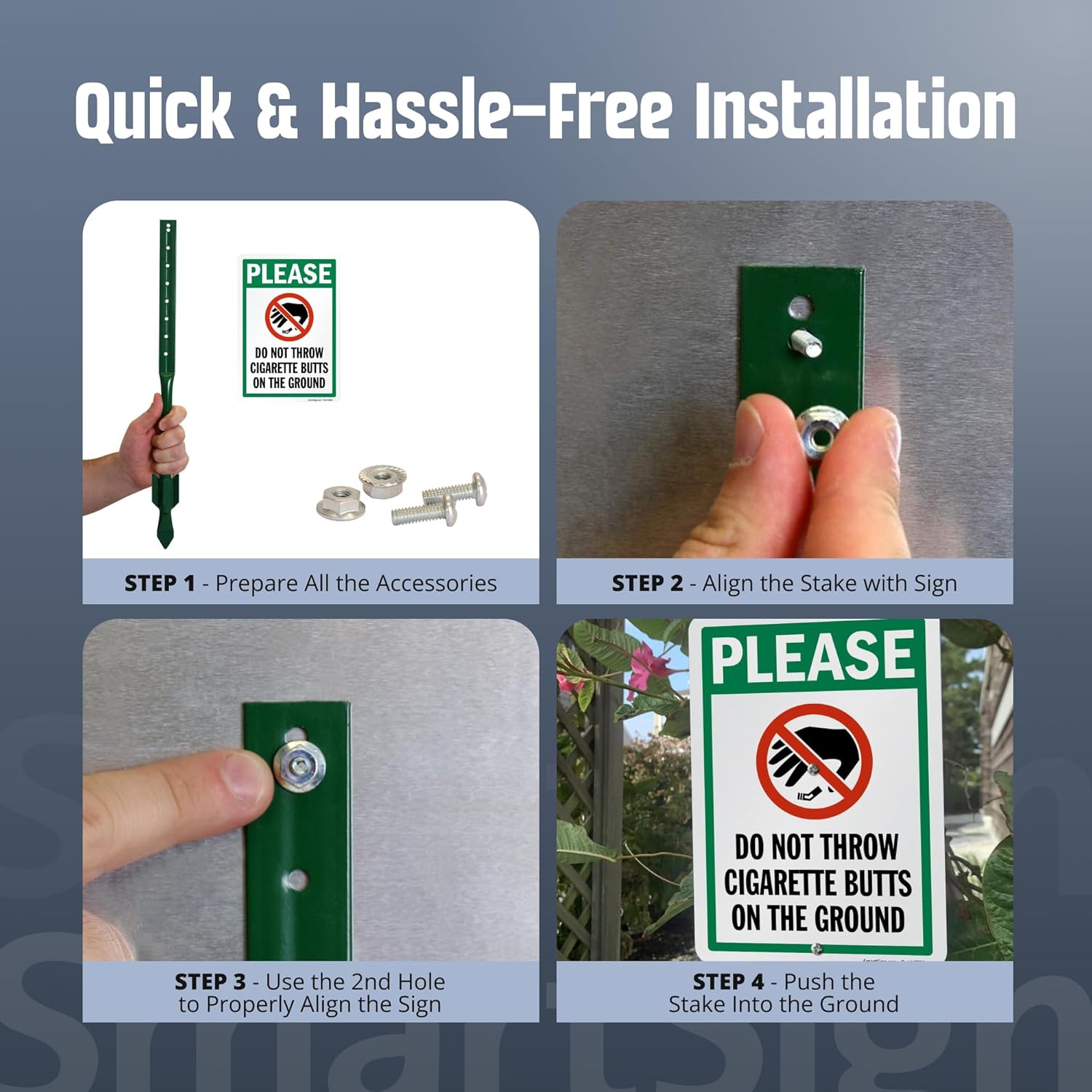 SmartSign 10 x 7 inch “Please Do Not Throw Cigarette Butts On The Ground” Yard Sign with 18 inch Stake, 40 mil Laminated Rustproof Aluminum, Multicolor, Set of 1, Made in USA