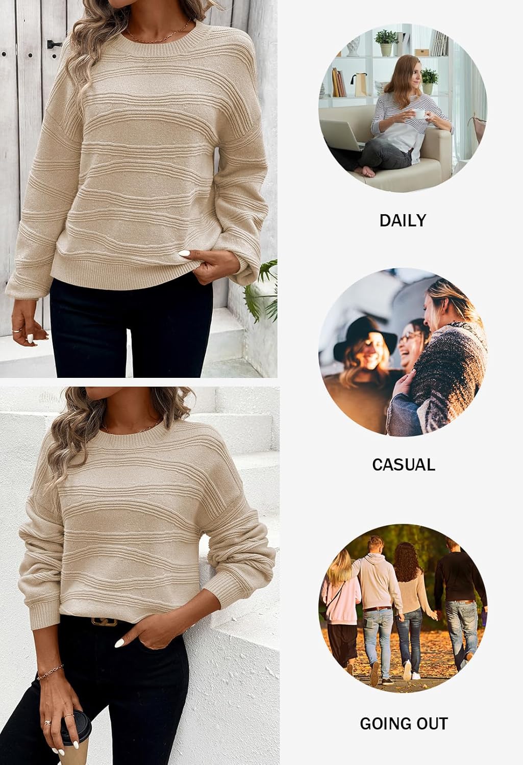 Pink Queen Womens Crew Neck Long Sleeve Ribbed Knit Pullover Tops Loose Casual Sweater Jumpers Fashion Trendy 2026 - Image 5