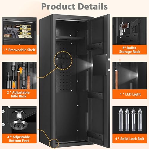 Miniatura 8 de 3-5 cajas fuertes LCD ignífugas para rifles y escopetas cajas fuertes antirrobo resistentes de 70 libras para rifle y pistolas del hogar caja fuerte
