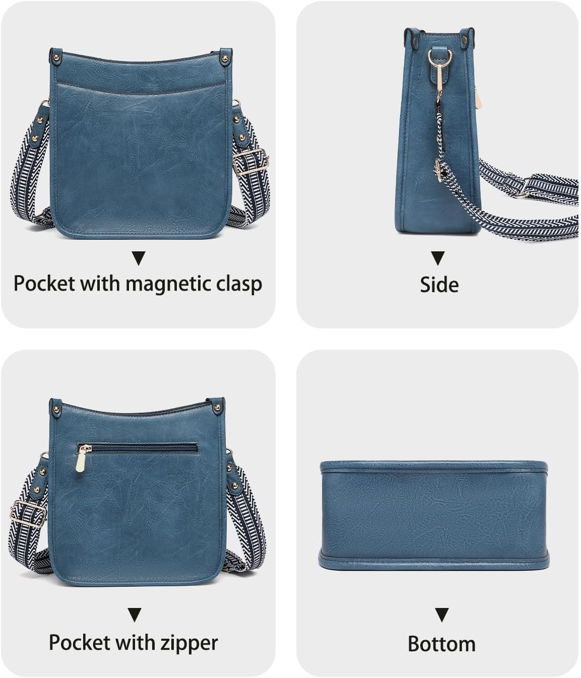 Purses for Women 3PCS, Crossbody Bags Set Large Leather Purse Shoulder Handbags with Wallet Adjustable Straps for Ladies Tote - Image 3