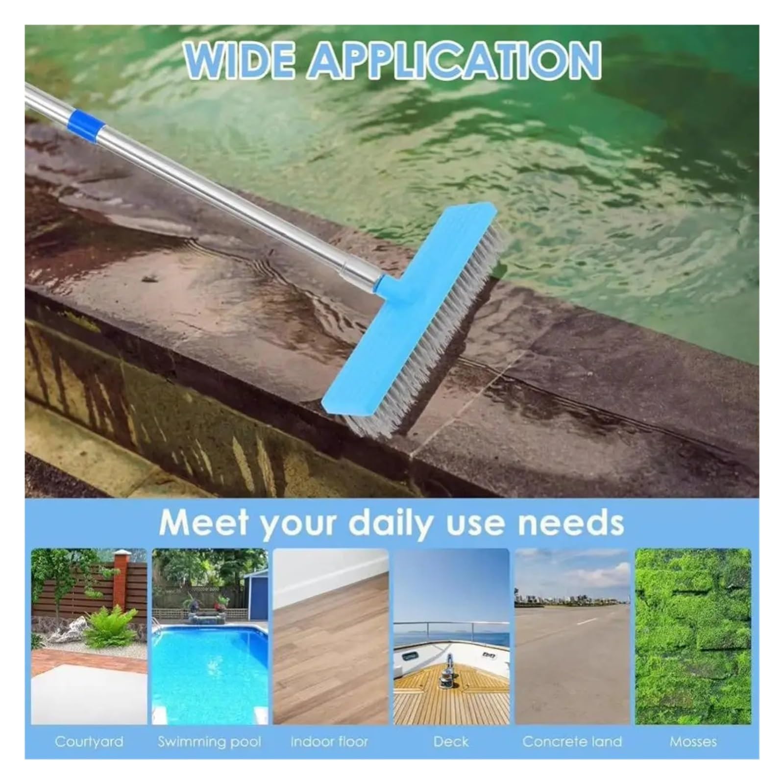 Spazzola per piscina Spazzola metallica for pavimenti con manico lungo
