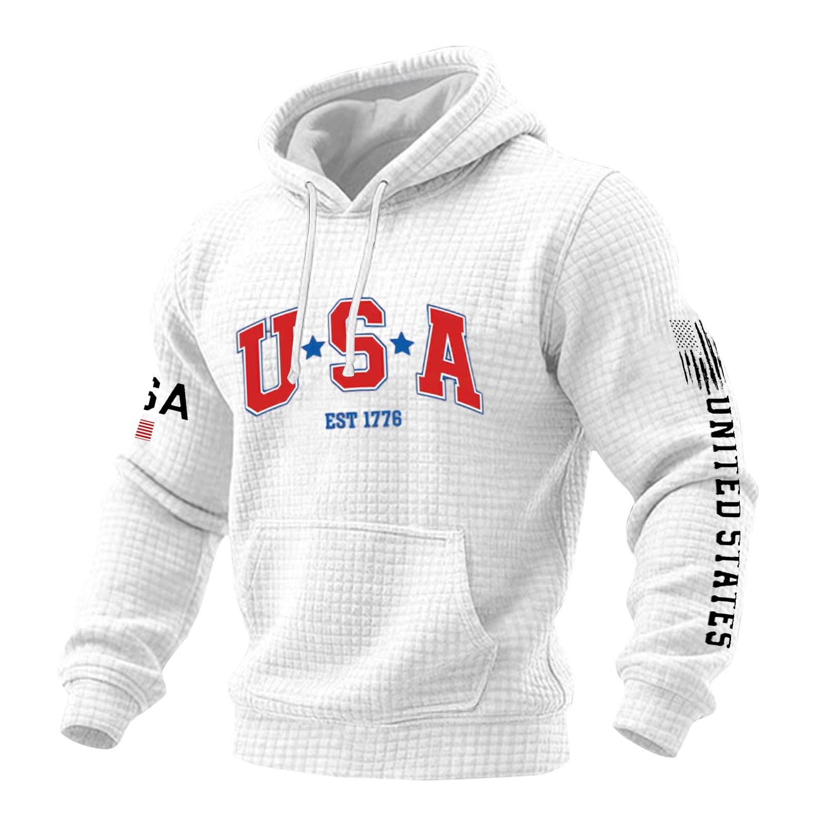 Sudadera con Capucha Bandera Estadounidense de Estilo Oversize Blanco XXL 4