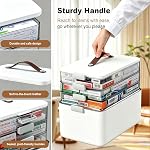 MOPUP 4-Tier Boîte de l'organisateur de médecine, grande boîte vide de premiers soins avec poignée, armoire de rangement d'approvisionnement médical portable pour la maison, Voyage, voiture, Camping de mesures d'urgence,Plastique,Blanc