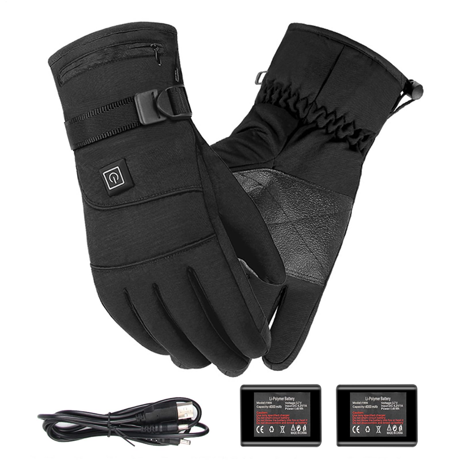 Guanti riscaldati a batteria, guanti riscaldanti da 3,7 V, ricaricabili | tramite USB, con 3 livelli di temperatura, touchscreen termico per ciclismo, escursionismo, campeggio, corsa