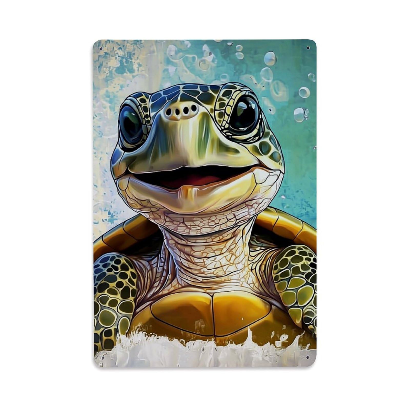 Bliveurn Vintage Cartoon Sea Turtle Underwater Scene Retro Metal Tin Sign, Metal Poster For Home, Gaming Room, Studio Workshop,Bar,Garage Wall Art Decor 8X12 Inch