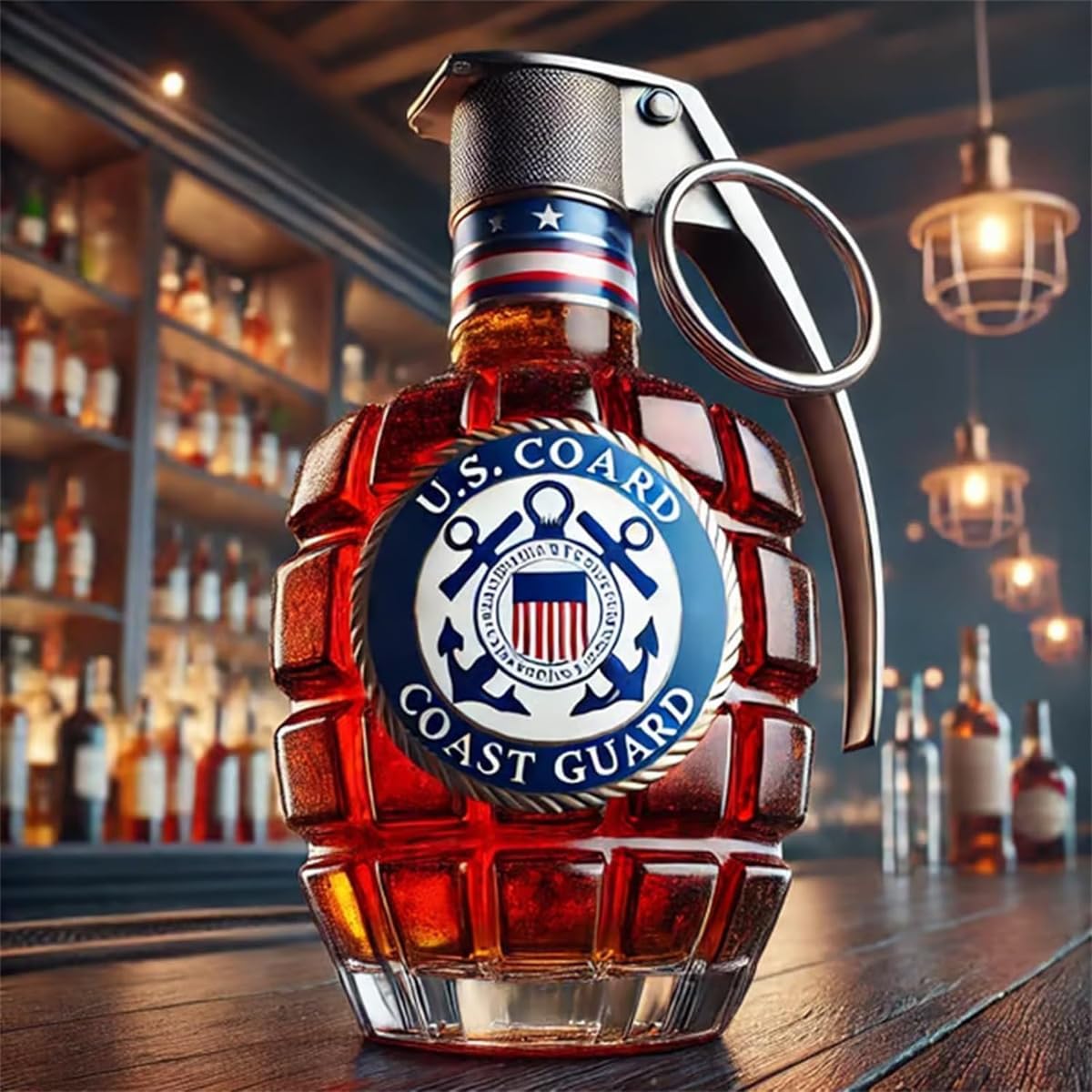 Bouteille de whisky militaire en forme de grenade à la main, verre gravé en forme de grenade à la main, bouteille de vin et de whisky de collection, idée cadeau parfaite pour vétéran (type D)