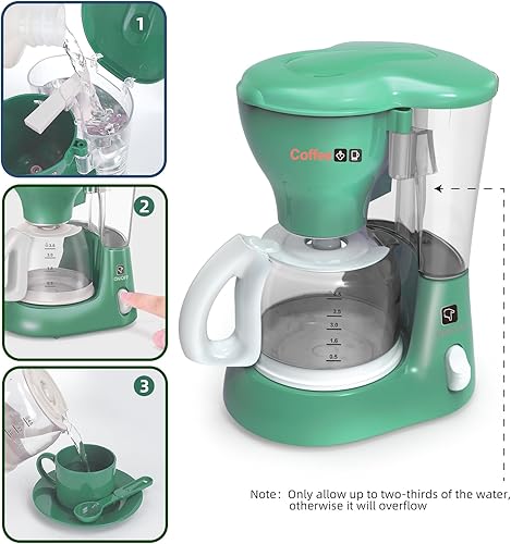 Miniatura 5 de Juego de juguetes de cocina, juego de electrodomésticos de cocina con cafetera, mezclador, tostadora con luces y sonidos realistas, regalo de