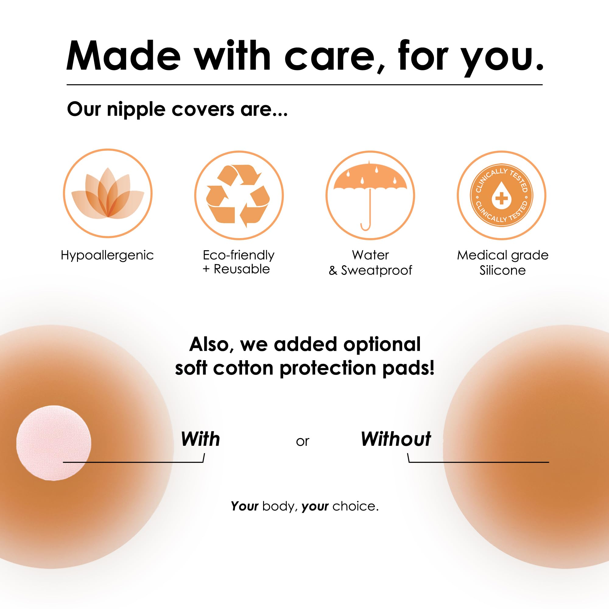 NEATS Cache-Tétons pour Femmes, Adhésifs Réutilisables & Hypoallergéniques (2 Paires)