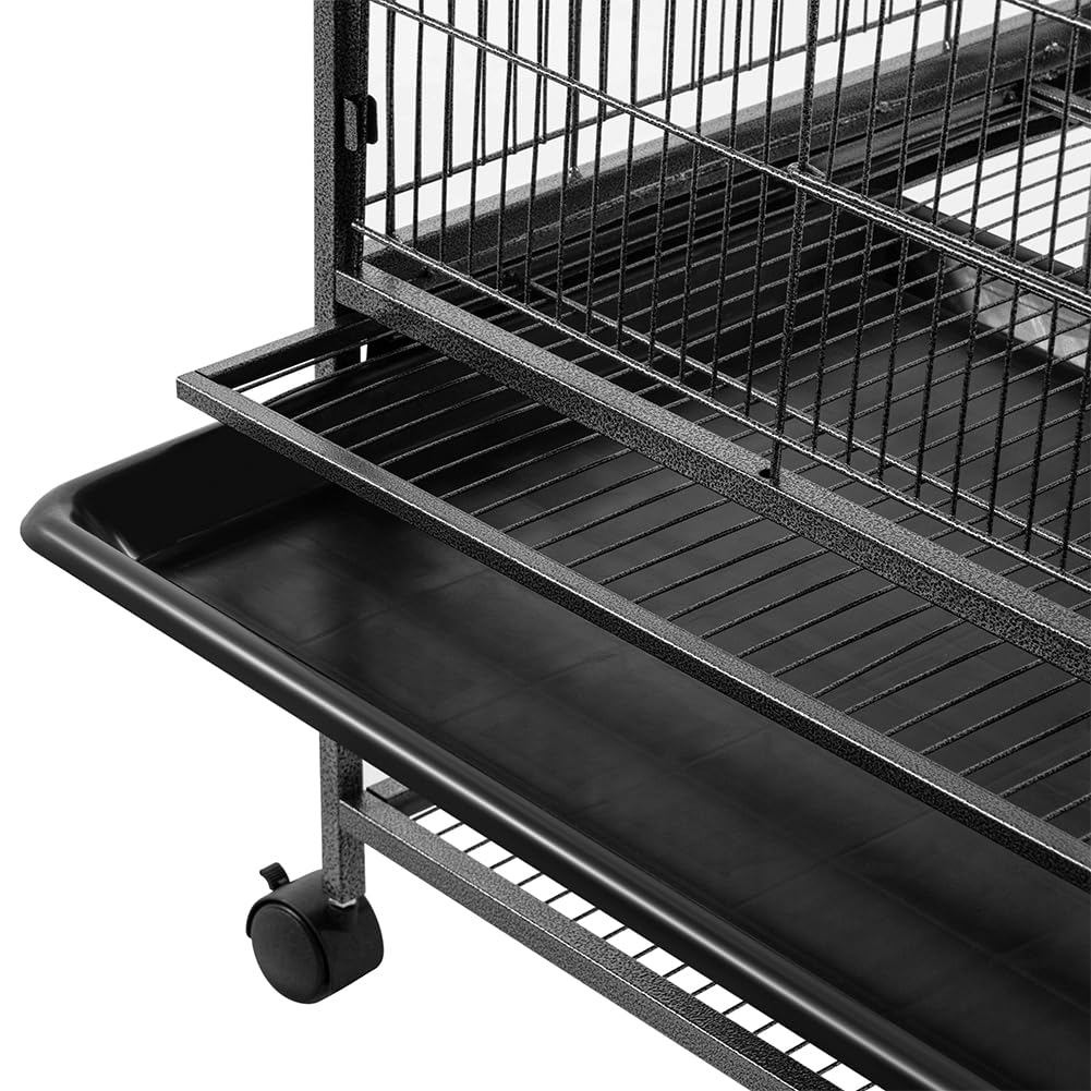 BAKAJI Voliera XL per Uccelli Pappagalli Canarini Parrocchetti 135 x 78 x 52 cm Gabbia Grande in Metallo Bird House Cassetto Estraibile per la Sabbia, Altezza 135 cm
