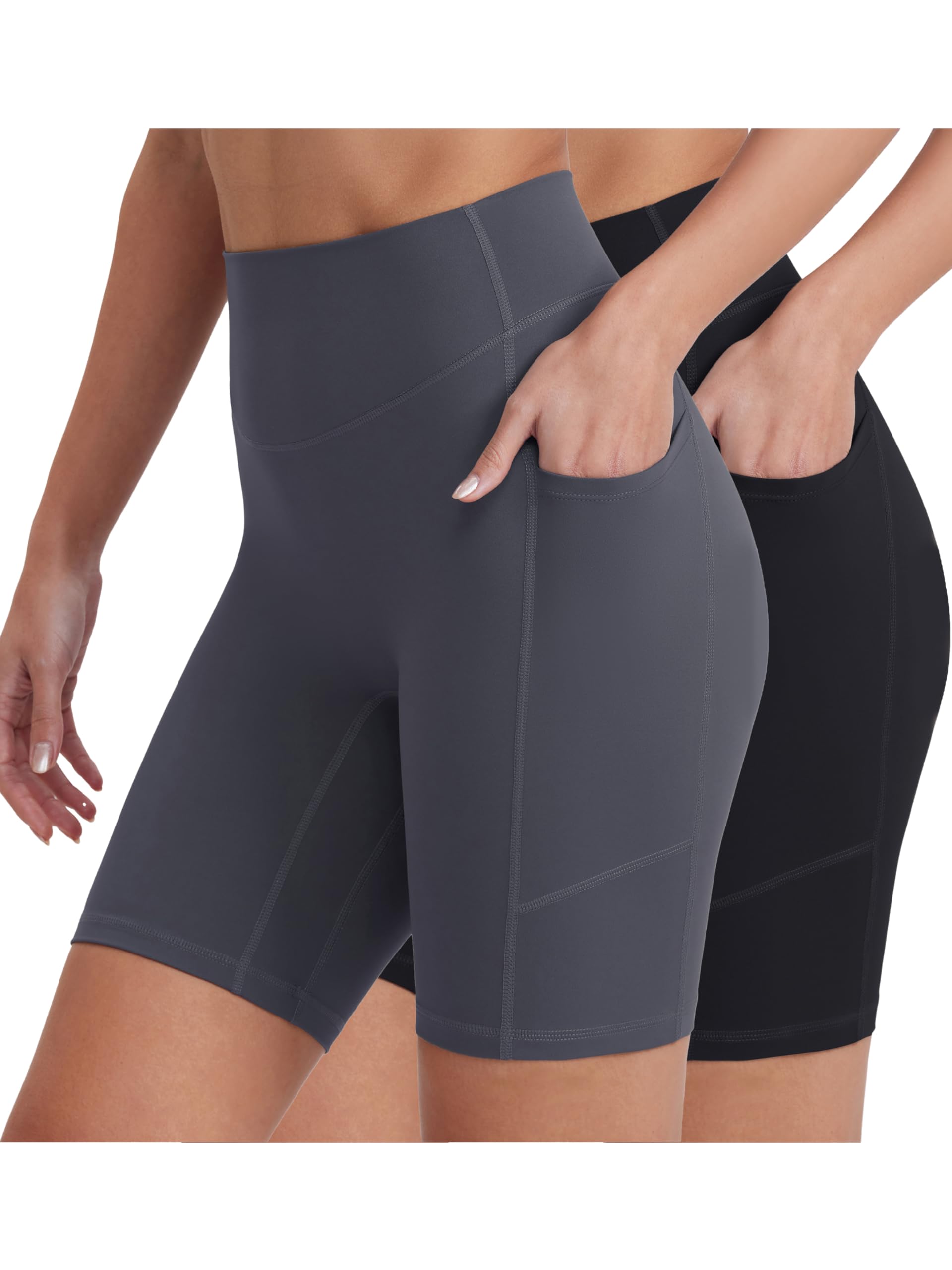 ENERBLOOM Biker Shorts Women with Pockets 4"/6"/8"/10" Spandex Workout Shorts Lightweight for Summer Cycling Running Yoga Gym