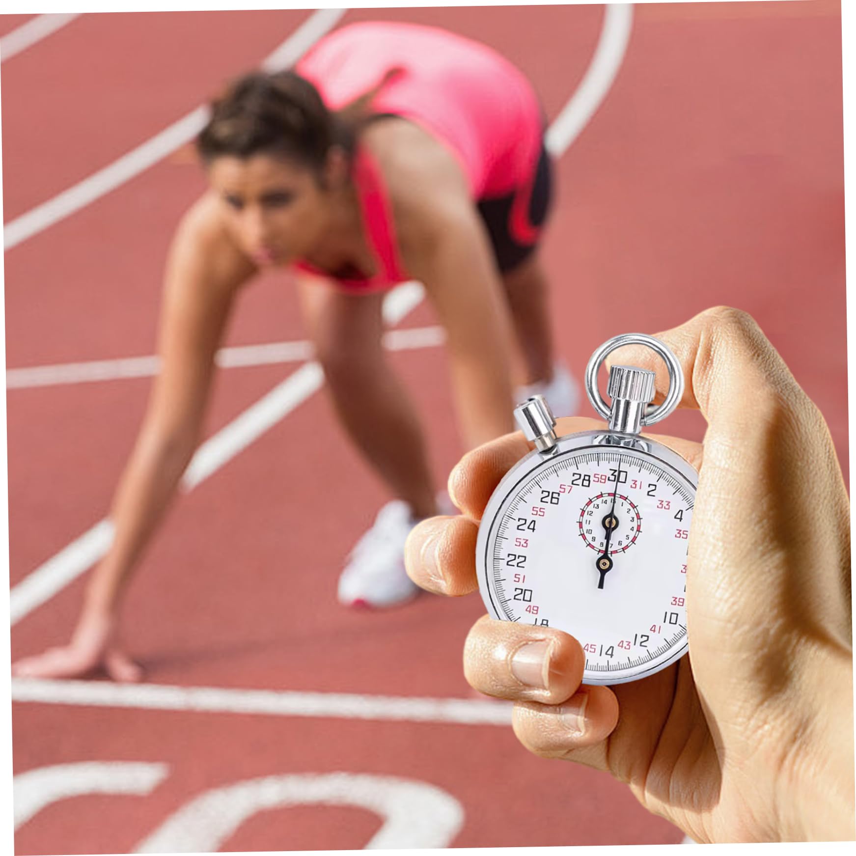 Cronómetro mecánico Cronómetro analógico de Acero Inoxidable de 30 Segundos con Pausa Temporizador portátil para Correr, Entrenar y experimentar.