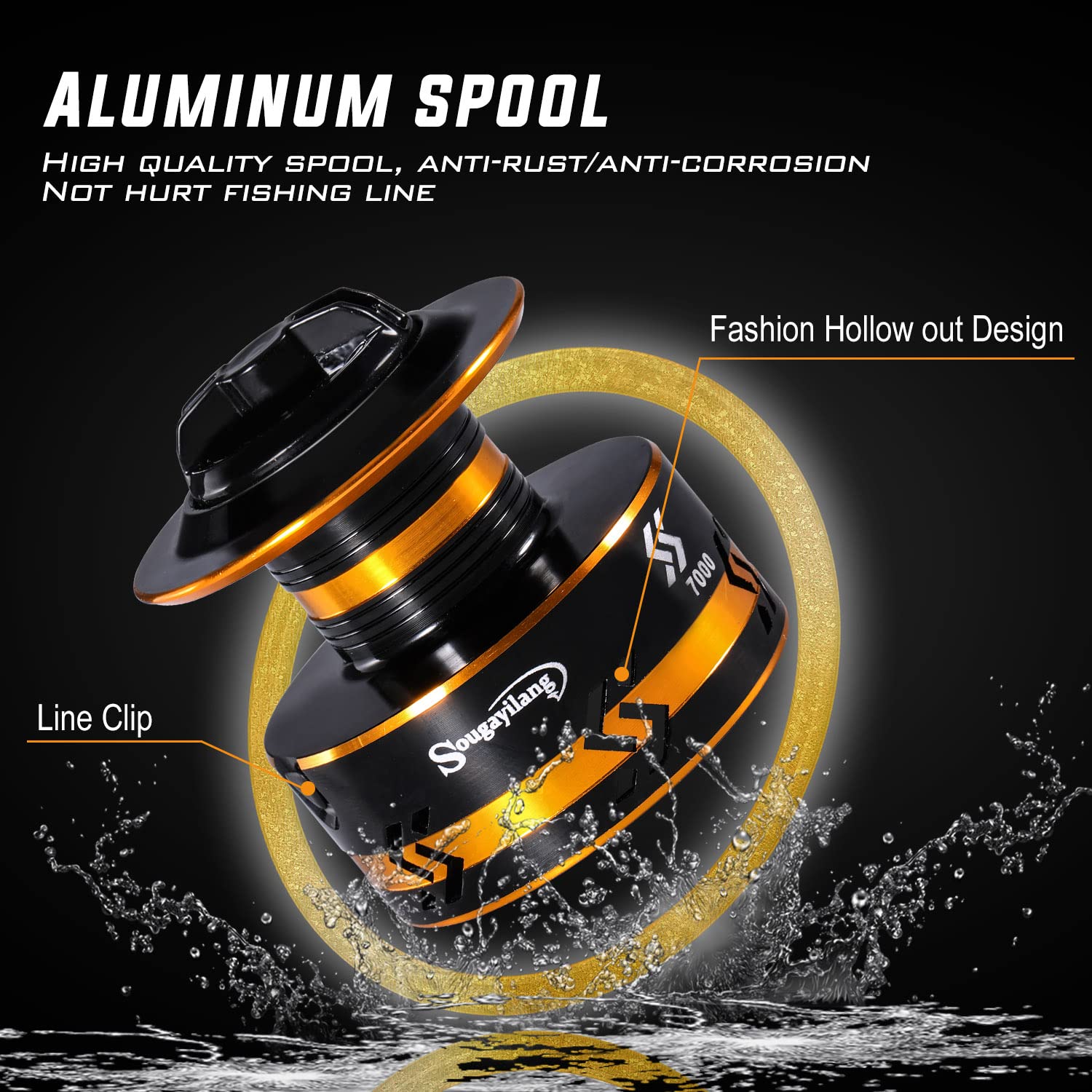 Sougayilang Mulinelli da spinning leggeri ultra lisci potenti mulinelli da pesca dorati 5000