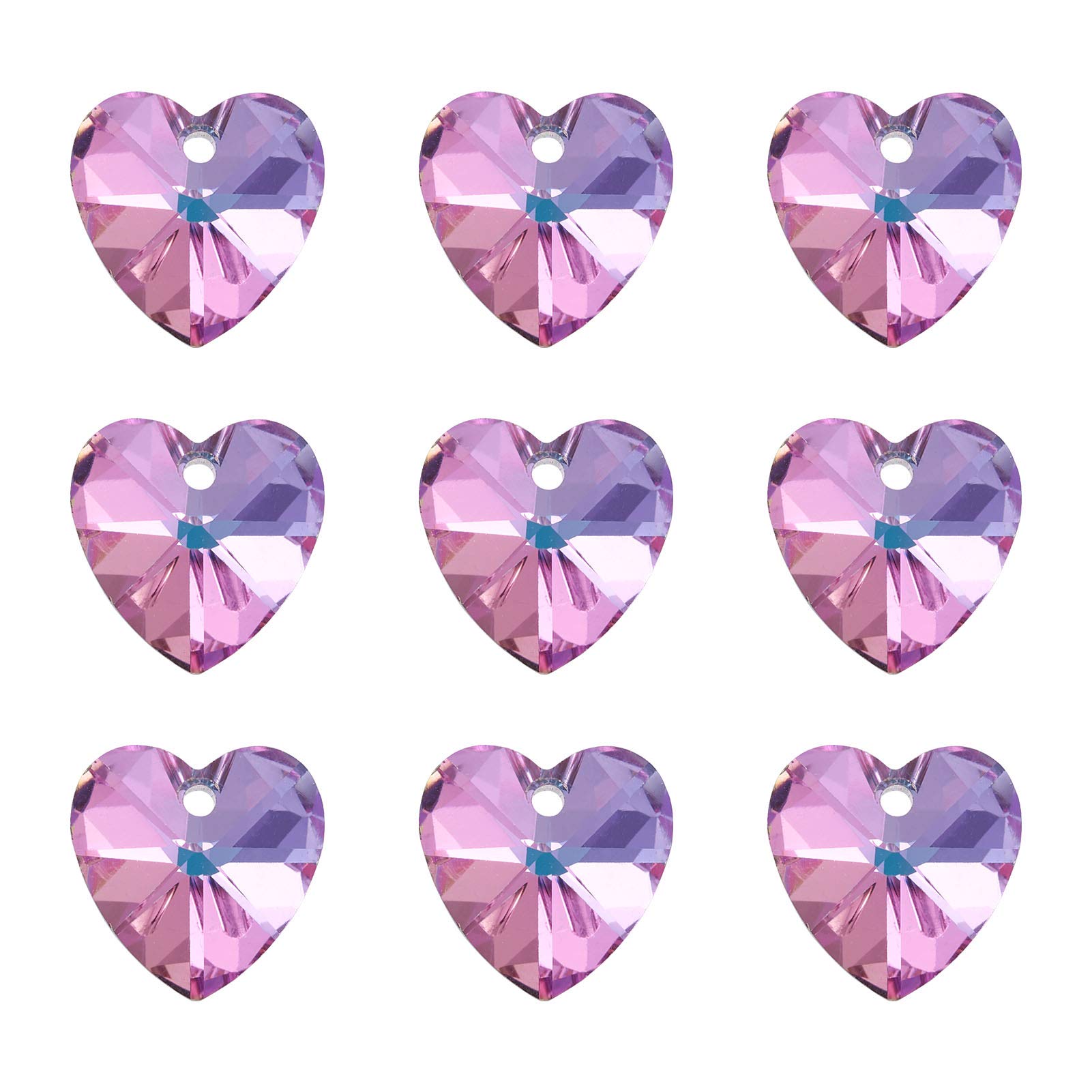 Cheriswelry 30pcs Facted Glass Heart Pendants Crystal Clear Love Heart Charms Dangle Beads 14x13.9mm for Jewellery Crafts Making