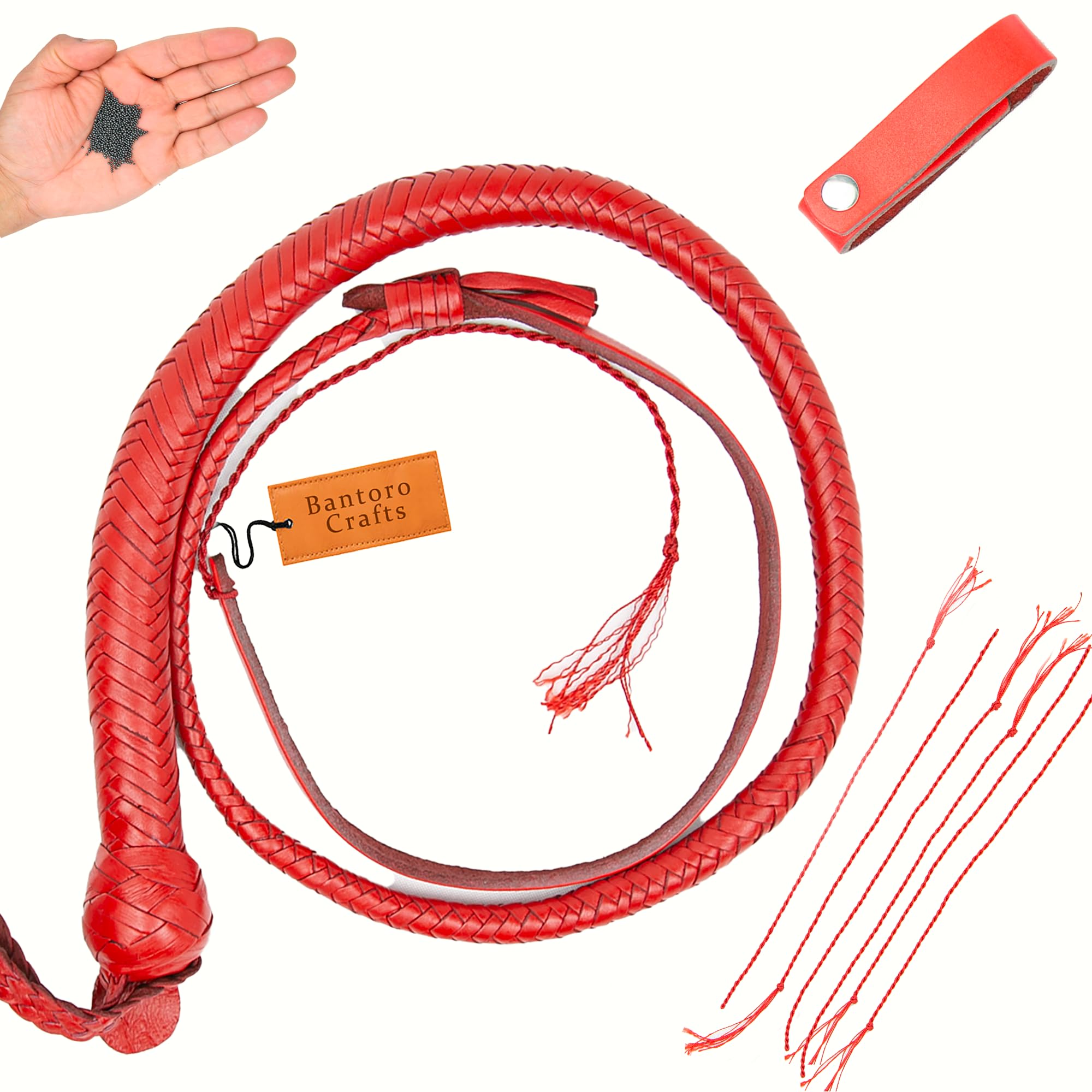 Rosso 3 Piedi / 0,90 Metri Snake Whip Shot Caricato/Forte Cracking in Pelle Bullwhip 16 trecce Intrecciate