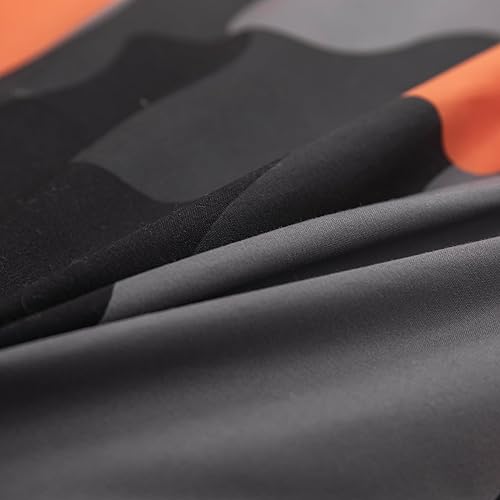 Miniatura 5 de Juego de edredón para niños, tamaño Queen, juego de ropa de cama de camuflaje naranja y gris militar, juego de ropa de cama tamaño Queen, juego de