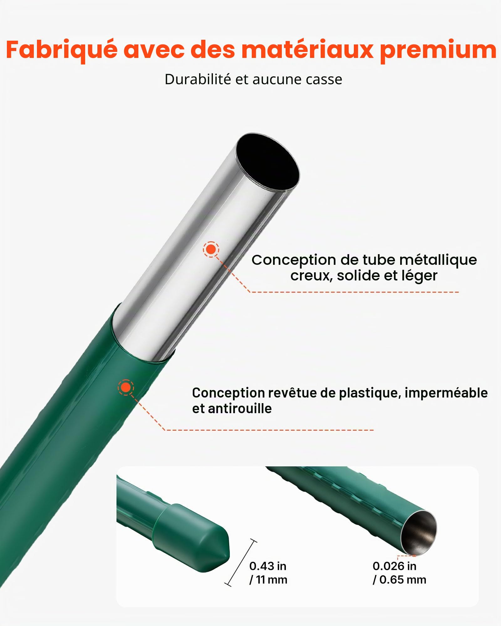 VEVOR Tuteur Plante 1,8 m Tuteur Plante Grimpante 25 PCS Tuteurs à Tomates Jardin pour Soutien Plantes Grimpantes Légumes Extérieur, en Métal Recouvert Plastique Extrémité Pointue Picots Antidérapants