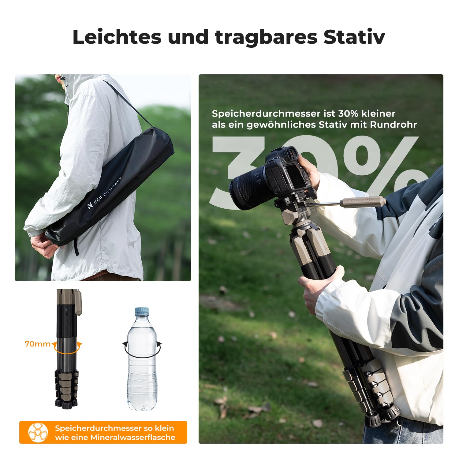 K&F CONCEPT Aluminium Kamera Stativ, 190cm leicht Stativ mit Tasche