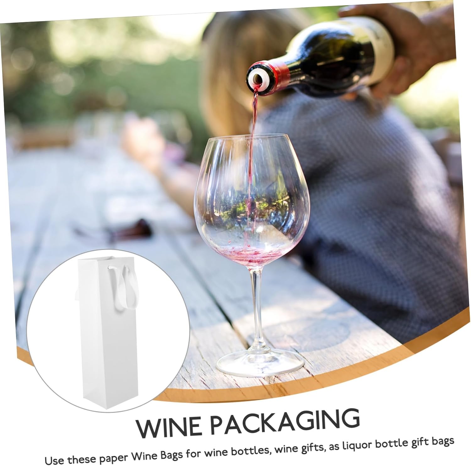 CHICAMPERA 10pcs Christmas Burlap Wine Carrier Cellophane Wine Bottle Paper Bag Holiday