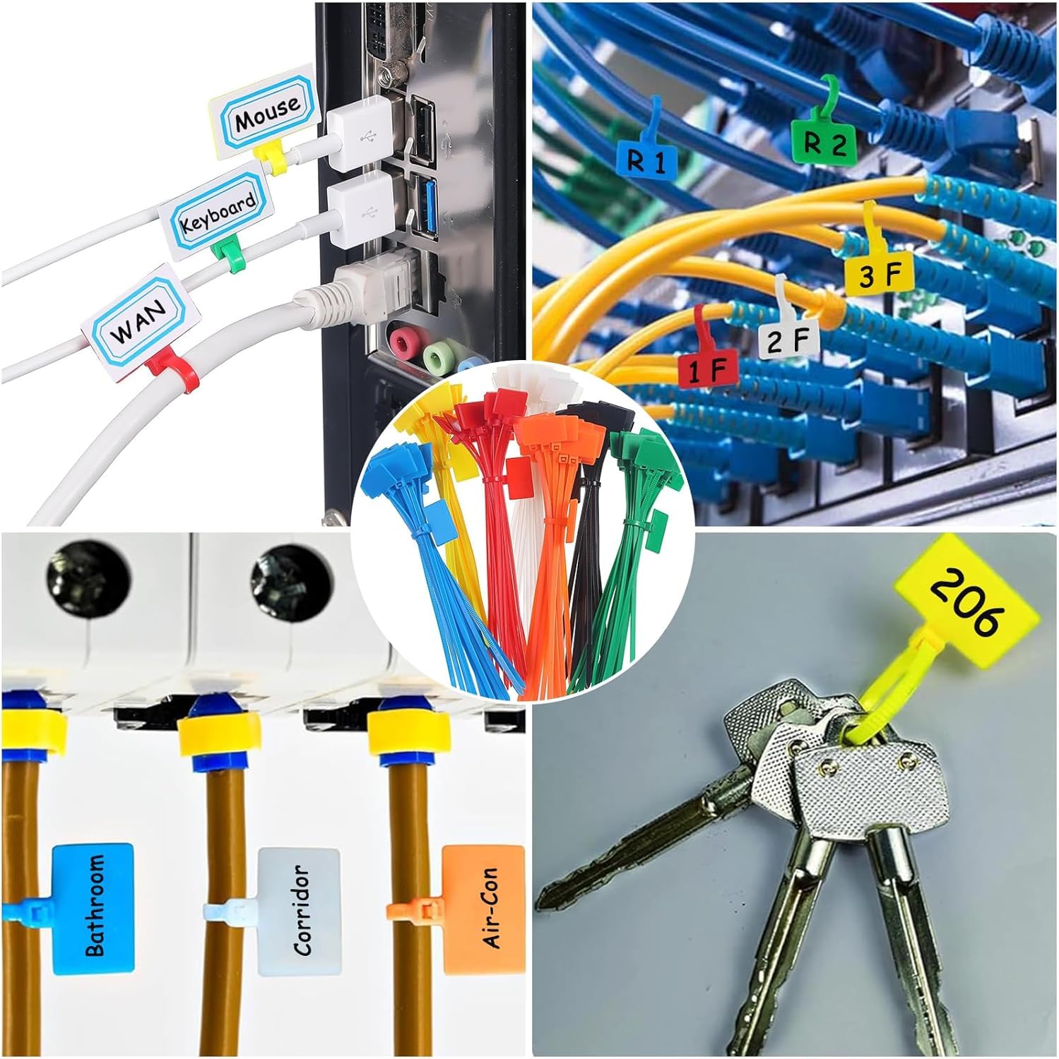Etichette per cavi autoadesive impermeabili colorate etichette per cavi di rete adesivo per cavi elettrici organizzare l'identificazione del cavo  13
