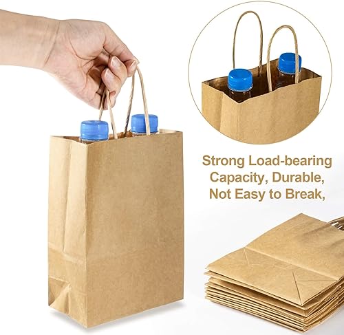 Miniatura 4 de MAQIHAN Bolsas pequeñas de papel kraft con asas, 12 bolsas de papel de estraza de papel de estraza marrón, bolsa de regalo pequeña, bolsas de