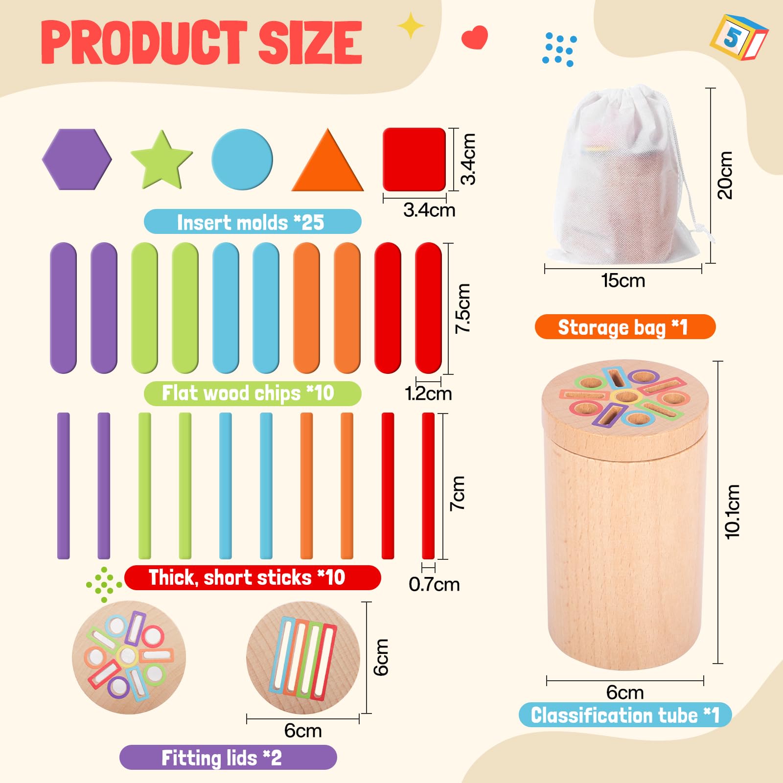 TEBOKHAD Jeux Montessori 3 En 1 – Apprendre Couleurs Et Formes – Sac Rangement – Cadeau Fille Garçon 1-2-3 Ans
