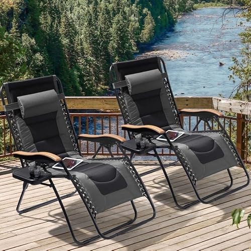 Overstock Aoolimics Padded Patio Zero Gravity Chair Folding Recliner W/Side Tray Adjustable Headrest Red #TOP1