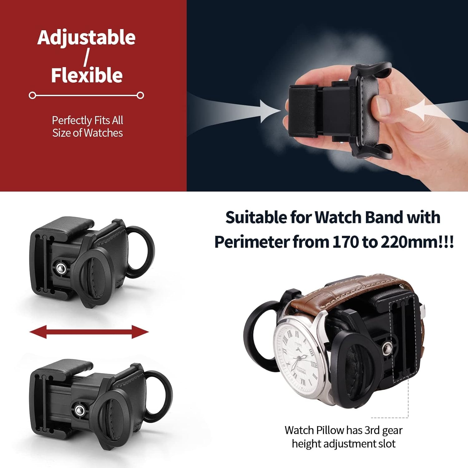 Watch Winder for Automatic Watches, Automatic Watch Winder with Adjustable Watch Pillows, Ultra Quiet Motor for Double Watches with LED Light, Red