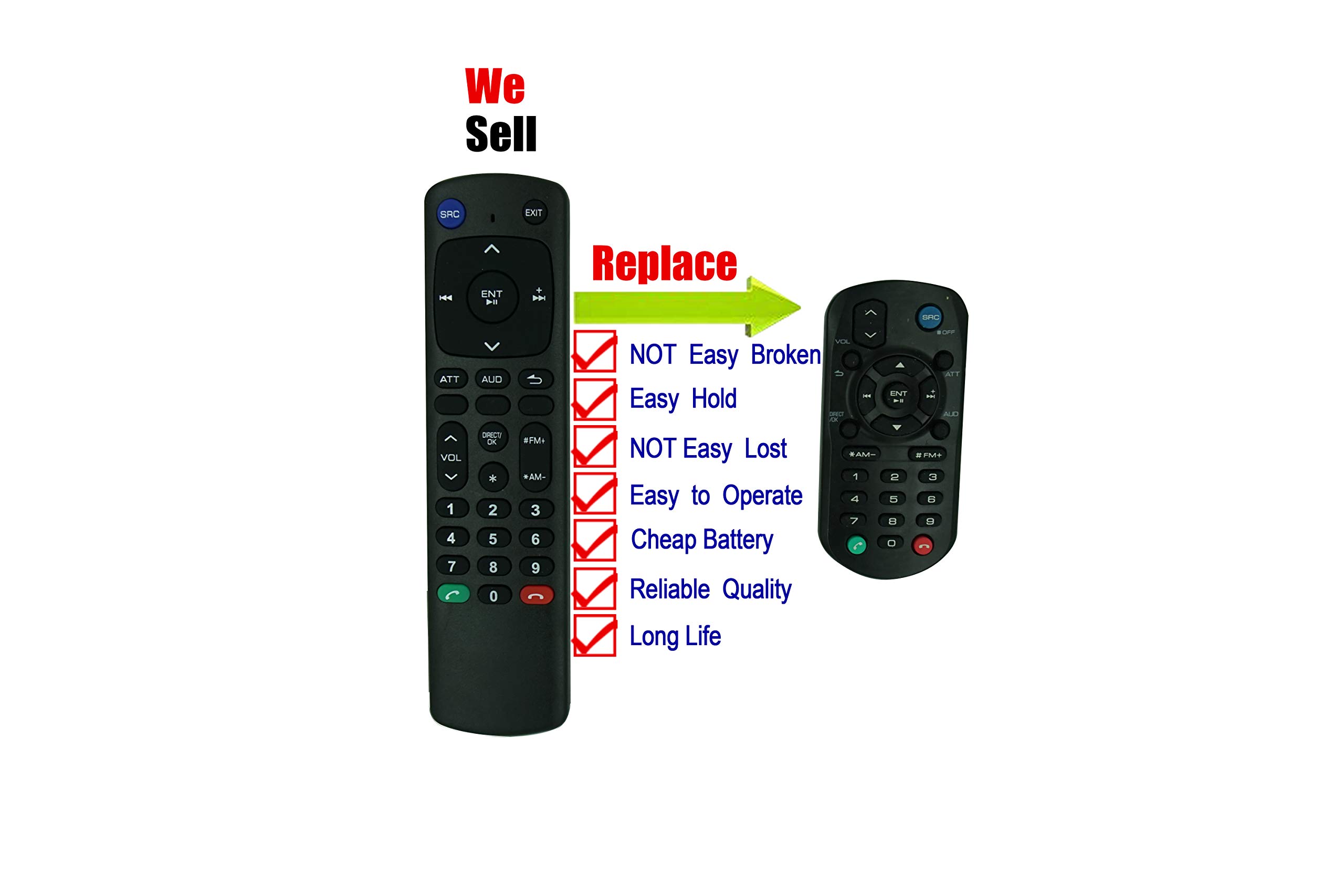 Remote Control Fit for Kenwood KDC-102U KDC-BT372U KDC-BT340U KDC-BT32 KDC-BT272U KDC-BT22 KDC-MP372BT KMR-D372BT KDC-X400 DPX-404U KDC-MP249G CD Car Radio Receiver