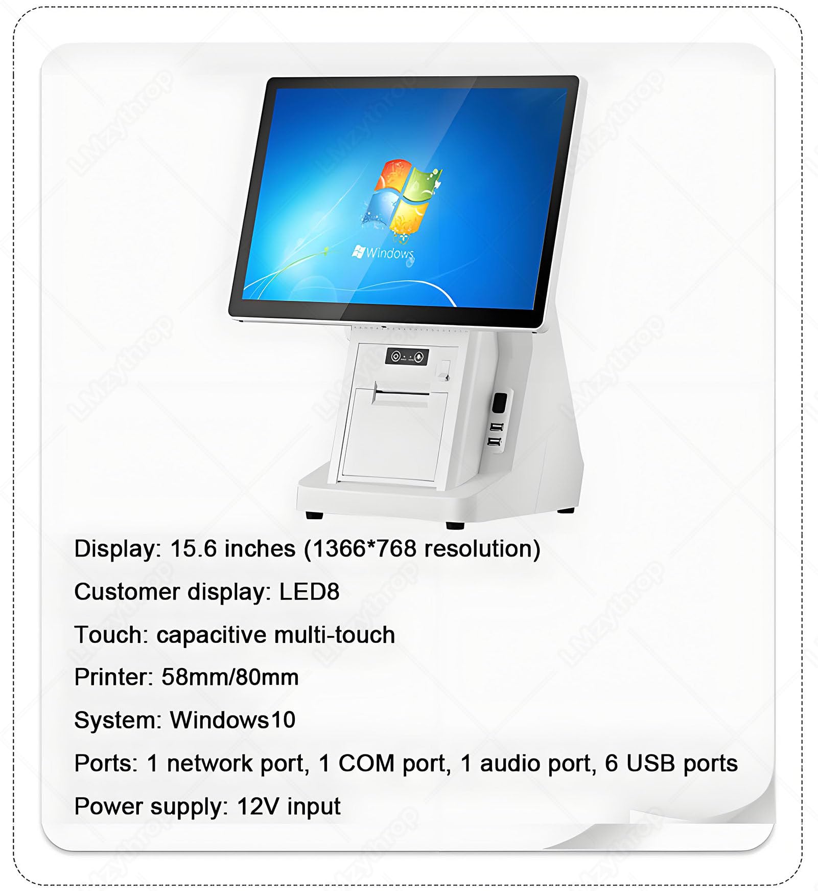 Kasy Fiskalnej z Drukarką ParaGOnów I Wieloma Portami,Kasy Fiskalne SingleScreen-80mmPrinter | 8+128GB,‌15,6-Calowy Ekran Dotykowy,Kasy Fiskalne dla Firm dla Sklepów Spożywczych,Odzieżowych,Restauracji