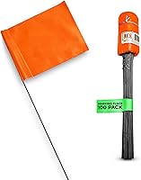 Vista 15 de Banderas fluorescentes naranjas para marcar el jardín - Banderas marcadoras de 4x5x15 pulgadas - Paquete de 50 - Marcadores para césped, riego