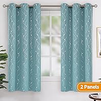 Vista 273 de BGment Room Darkening Curtains 95 Inches Long, Grommet Thermal Insulated Blackout Curtains with Wave Line and Dots Printed for Bedroom, 2 Panels