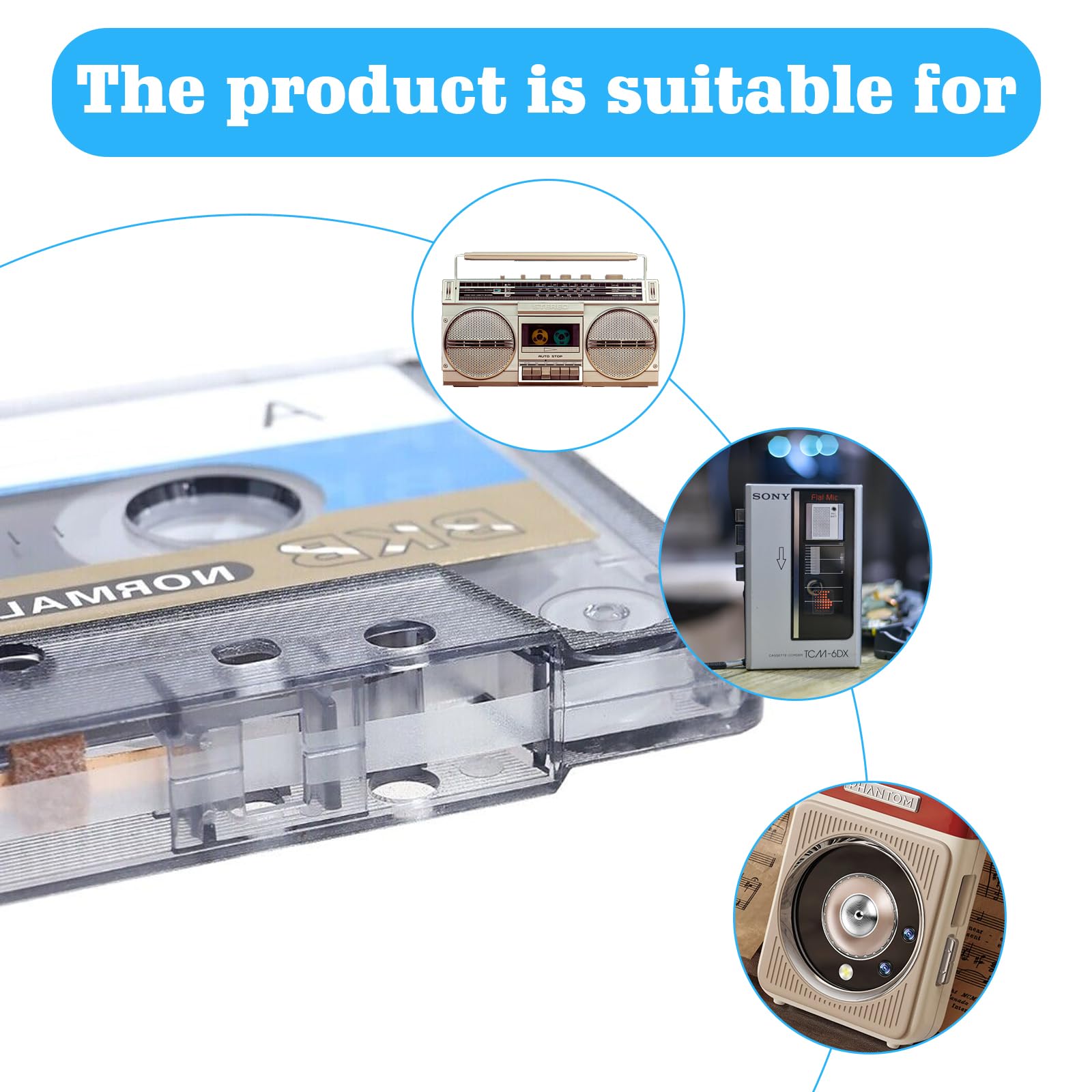 HOMURY Confezione da 10 cassette audio vuote: cassette audio a basso rumore, cassetta musicale da 60 minuti, custodia in plastica trasparente per conferenze, seminari, registrazioni quotidiane