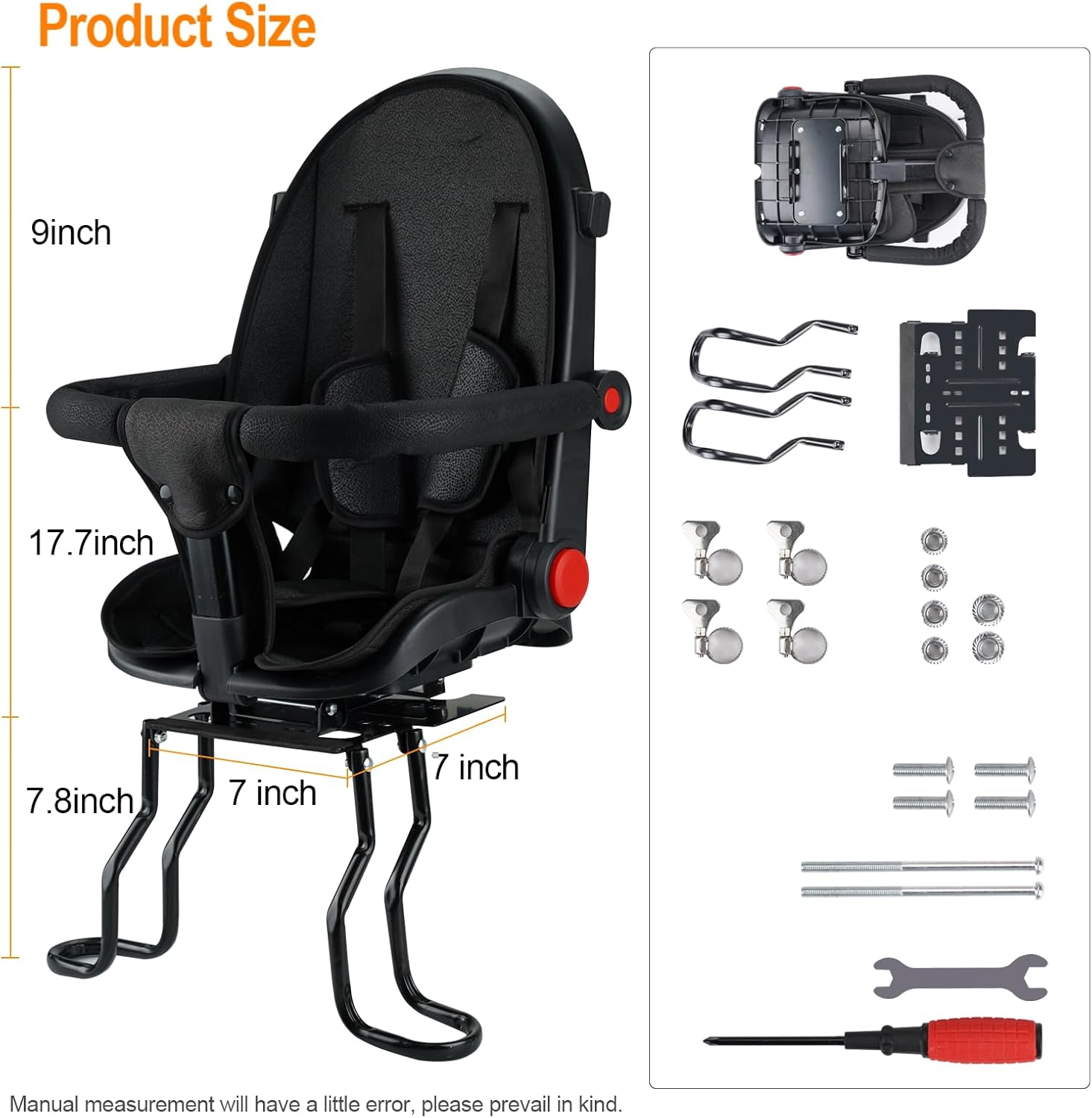 2026 Black New Rear Child Bike Seat,Rear Mounted Kids Bike Seats,Back Mount Child Seat,Fits All Bicycle Rear Frames Upgrade