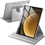 JETech Rotating Case for Samsung Galaxy Tab S10 Lite / S10 FE / S9 FE 10.9-Inch / S9 11-Inch with S Pen Holder, 360 Degree Rotation Protective Stand Cover Clear Back, Auto Wake/Sleep (Black)