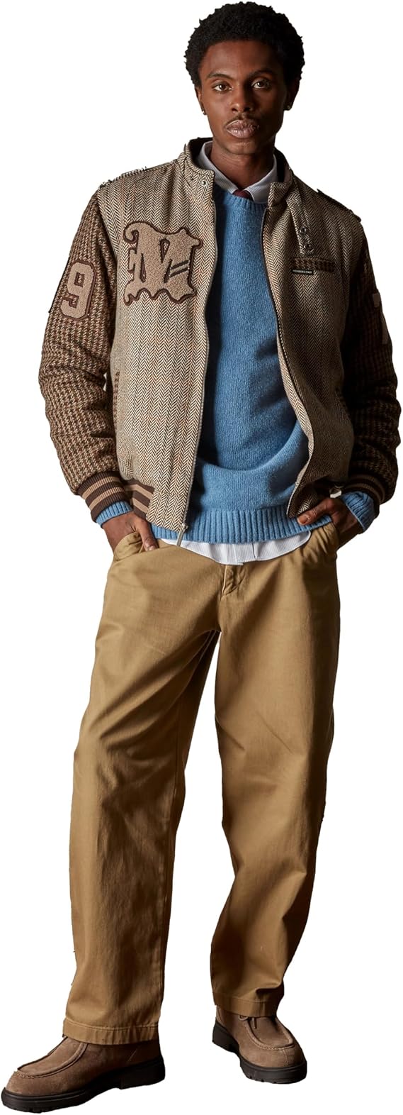 Members Only Men's Designer Tweed Varsity Jacket