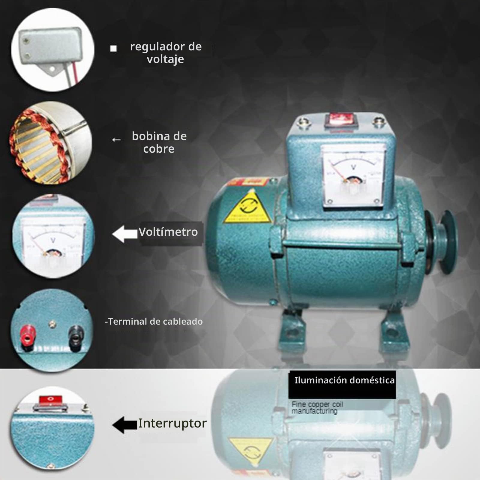 Generador pequeño de alta potencia 220V, motor de alambre de alambre de cobre delgado, motor de imán permanente, iluminación de hogar, imán permanente, supercharger sin escobillas,