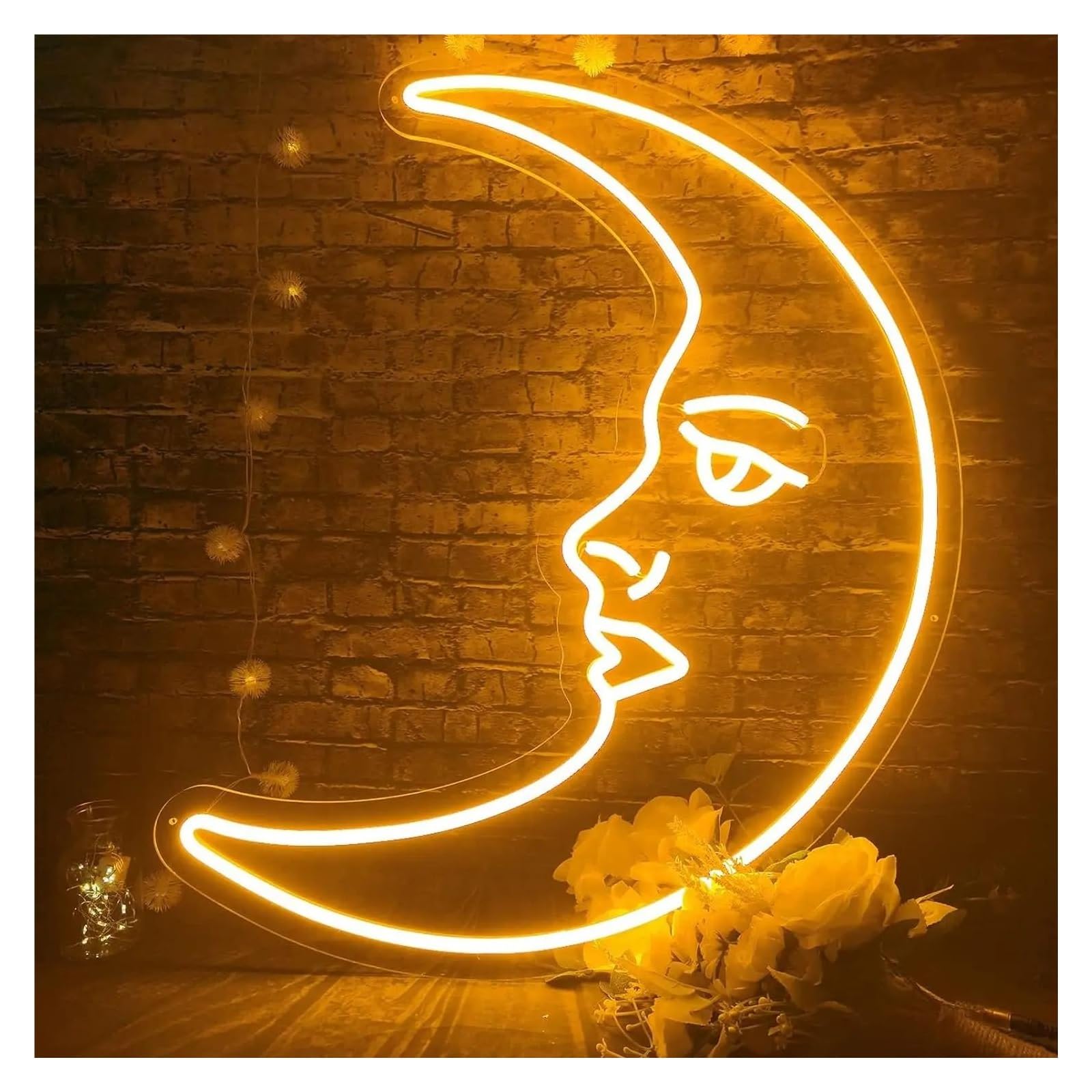 LED néon signe Panneau Lumineux LED En Forme De Visage De Lune Décoration Murale Veilleuse USB Pour Chambre À Coucher Maison Bar Fêtes Illuminé