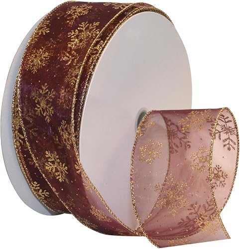 Morex Ribbon Schneeflockenband, Burgunderrot/Gold