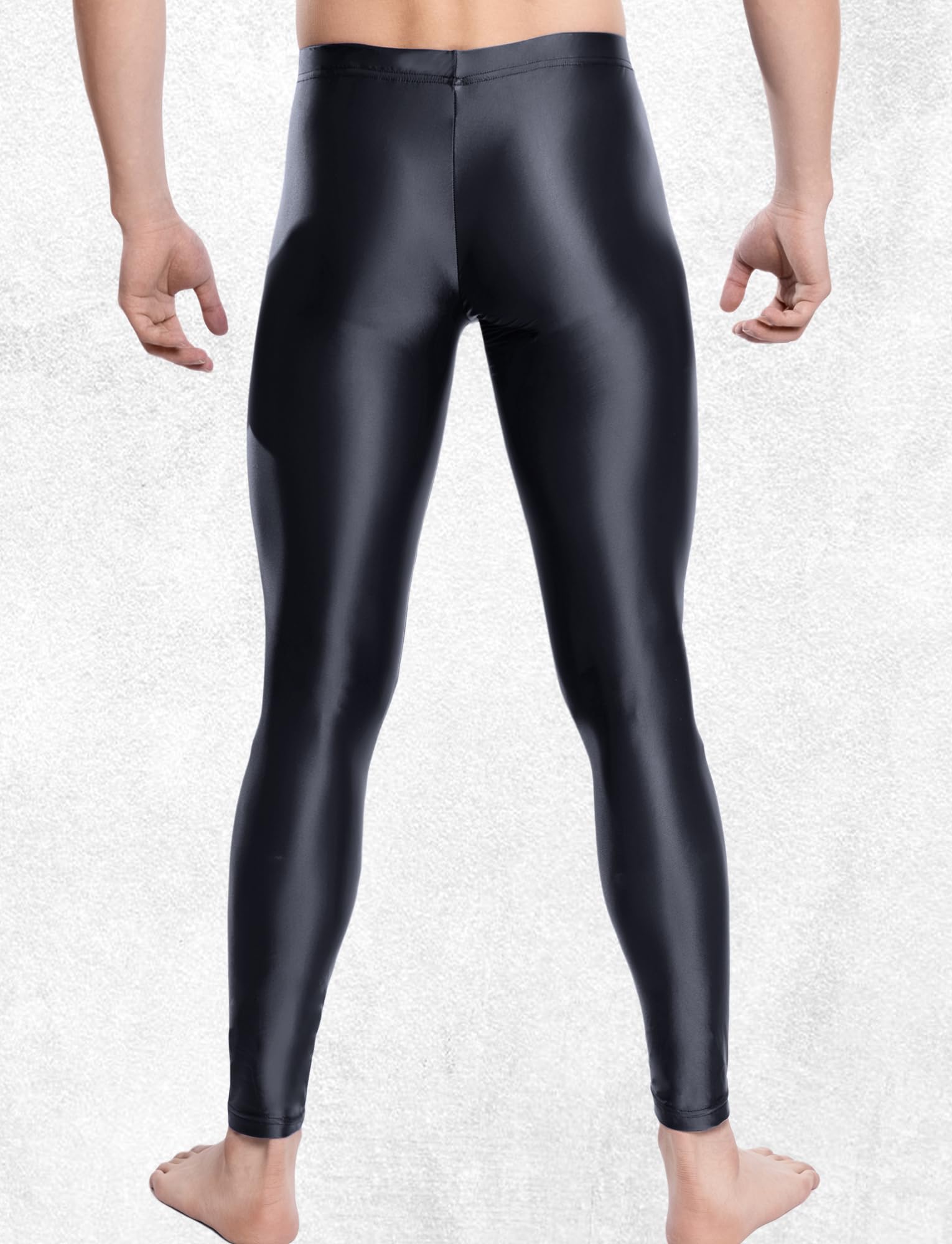 AIEOE Męskie legginsy, olejne, błyszczące, rozciągliwe, gładkie spodnie, bardzo duże rozmiary, błyszczące rajstopy, slim fit, długie spodnie M-XXL