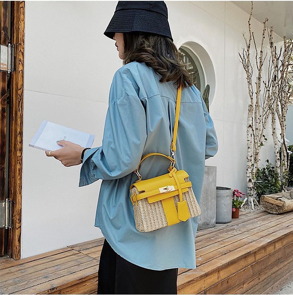 Straw Woven Women's Purse Vacation Box Handbag, Beach Crossbody Bag,Fashion Summer Shoulder Beach bags - Image 6