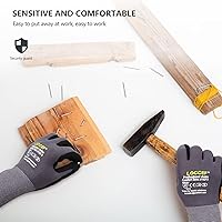 Vista 8 de LOCCEF - Guantes de trabajo con revestimiento de nitrilo de microespuma, 6 pares, guantes de nailon de punto sin costuras, guantes de trabajo grises