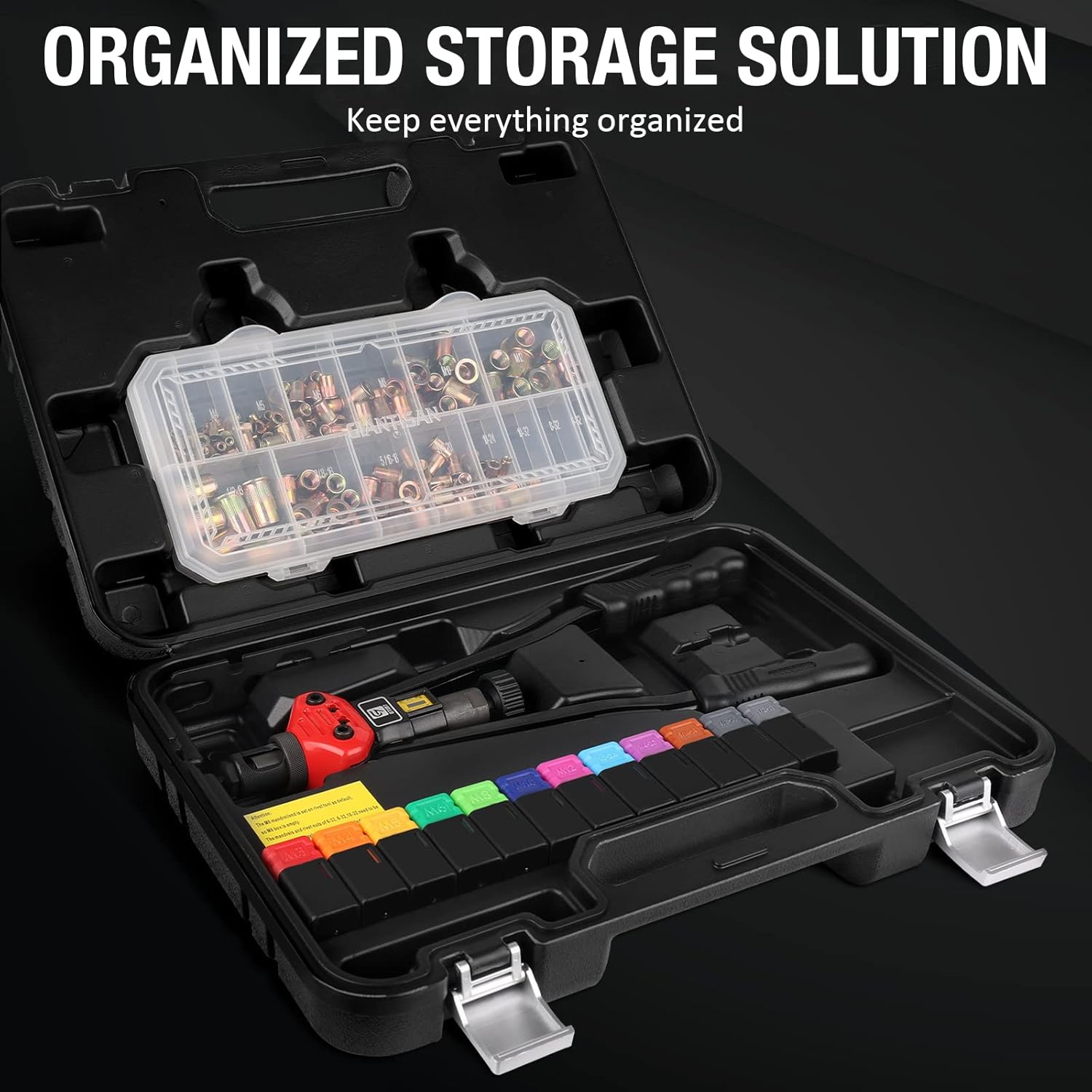 Flаѕh Dеаlѕ - 60% оƒƒ Rivet Nut Tool, GIANTISAN 16 Rivnut Tool Kit with 12 Metric and SAE Mandrels, Nutsert Rivet Tool Set with 176Pcs Assorted Rivnuts, Threaded Insert Hand Riveter with Rugged Carrying Case