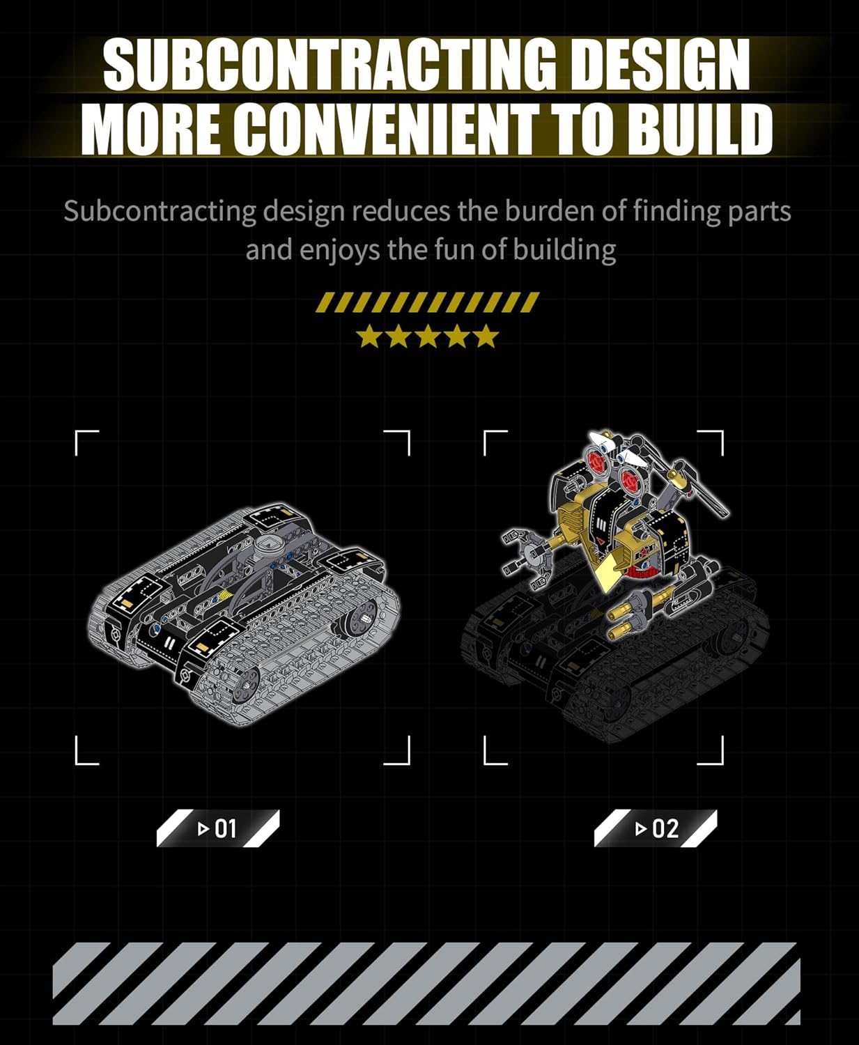 STEM Building Toys for Kids，5-in-1 Remote & App Controlled Construction Robot/Jet fighter/Tank/Speedboat/Bulldozer，RC Car 332 Pcs Educational Learning Building Blocks for Boys Girls Age 6-12+ Year Old - Image 6