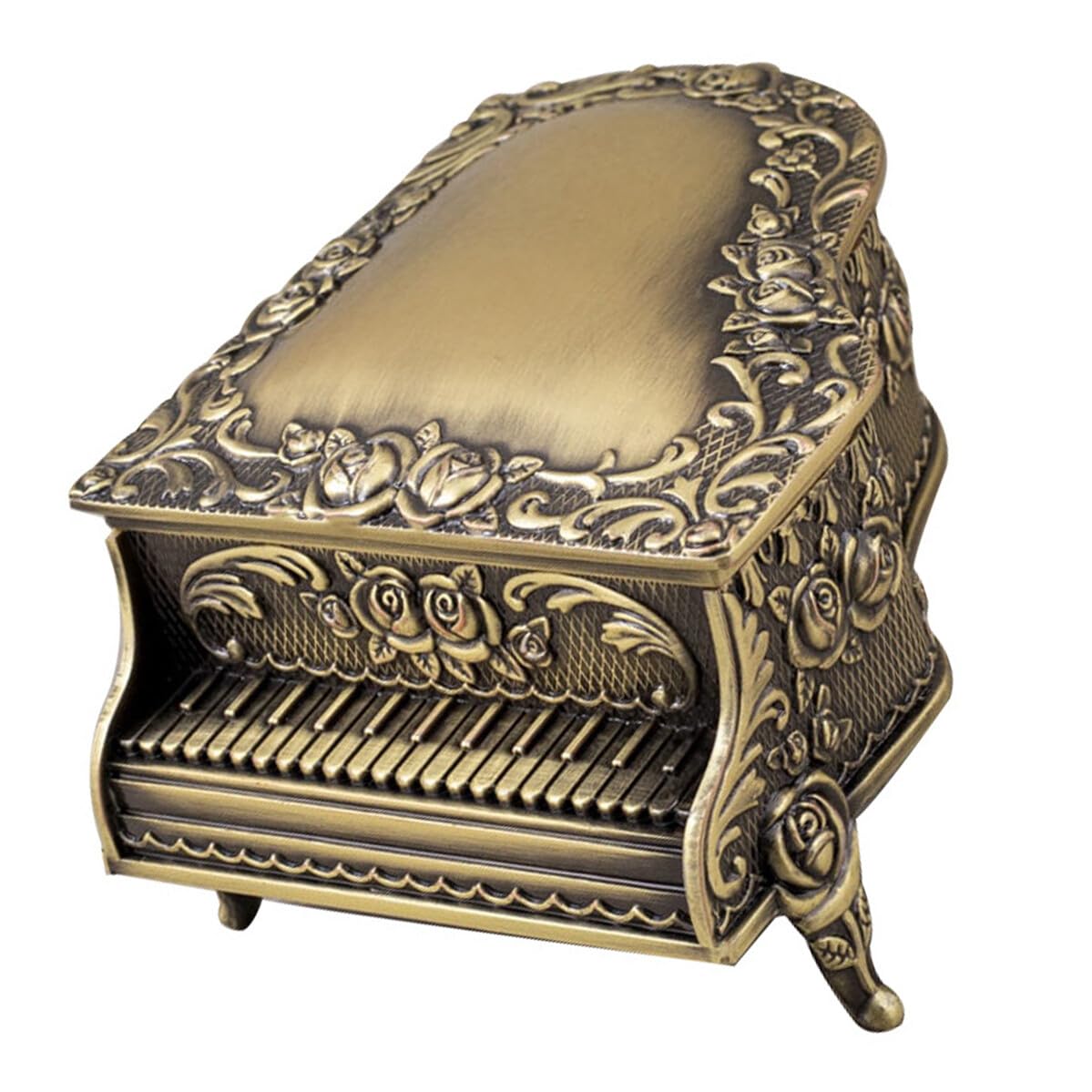 Boîte à bijoux vintage en forme de piano rose en métal précieux pour décoration
