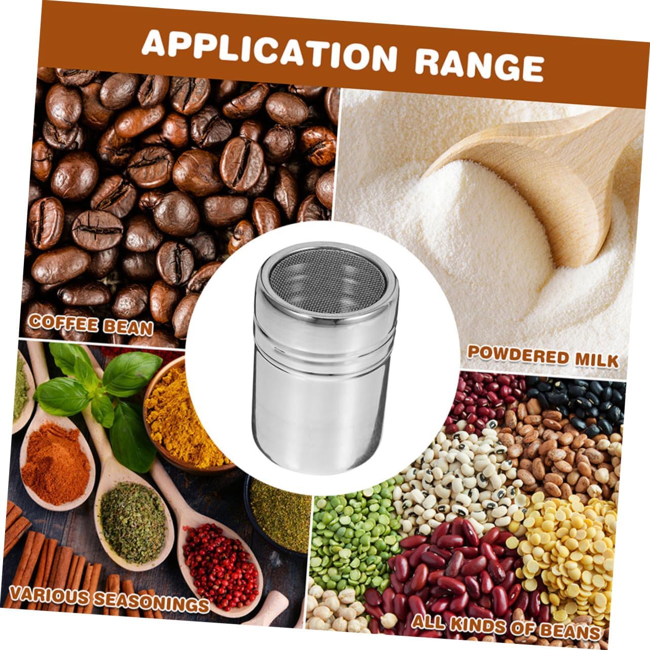 Stainless Steel Powdered Sugar Shaker Lid for Sifter for Cappuccino Latte