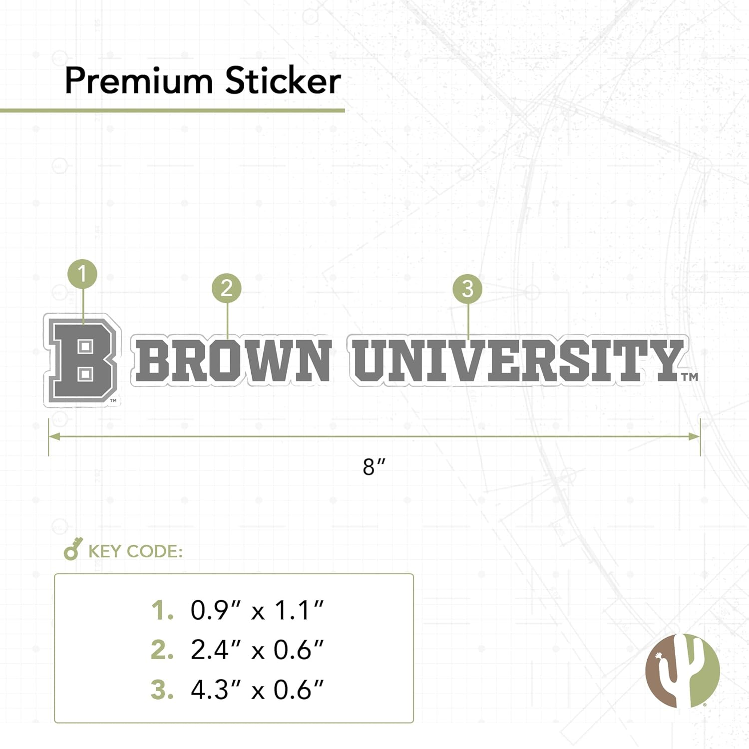 Desert Cactus Brown University Bears Name Logo Vinyl Decal Laptop Water Bottle Car Scrapbook (8 Inch Sticker) - Image 2