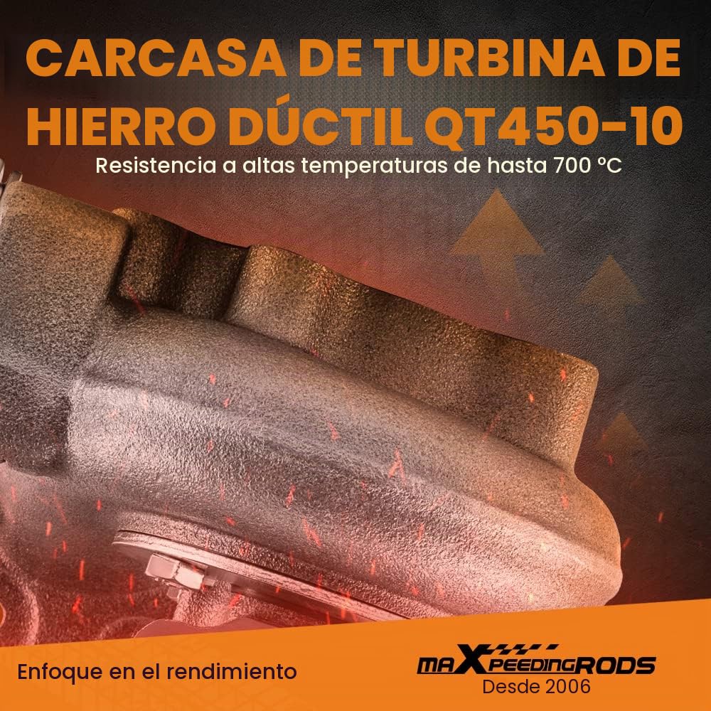 maXpeedingrods Turbocompresor GT2871 .64 .60 A/R T25 T28 GT25 GT2860 350 CV 0,6 A/R 0,64 A/R 5 tornillos brida universal + refrigeración por agua