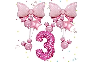 Minnie Mouse Birthday Party Balloons: 10Pcs Pink Mouse Foil Balloons for Baby...