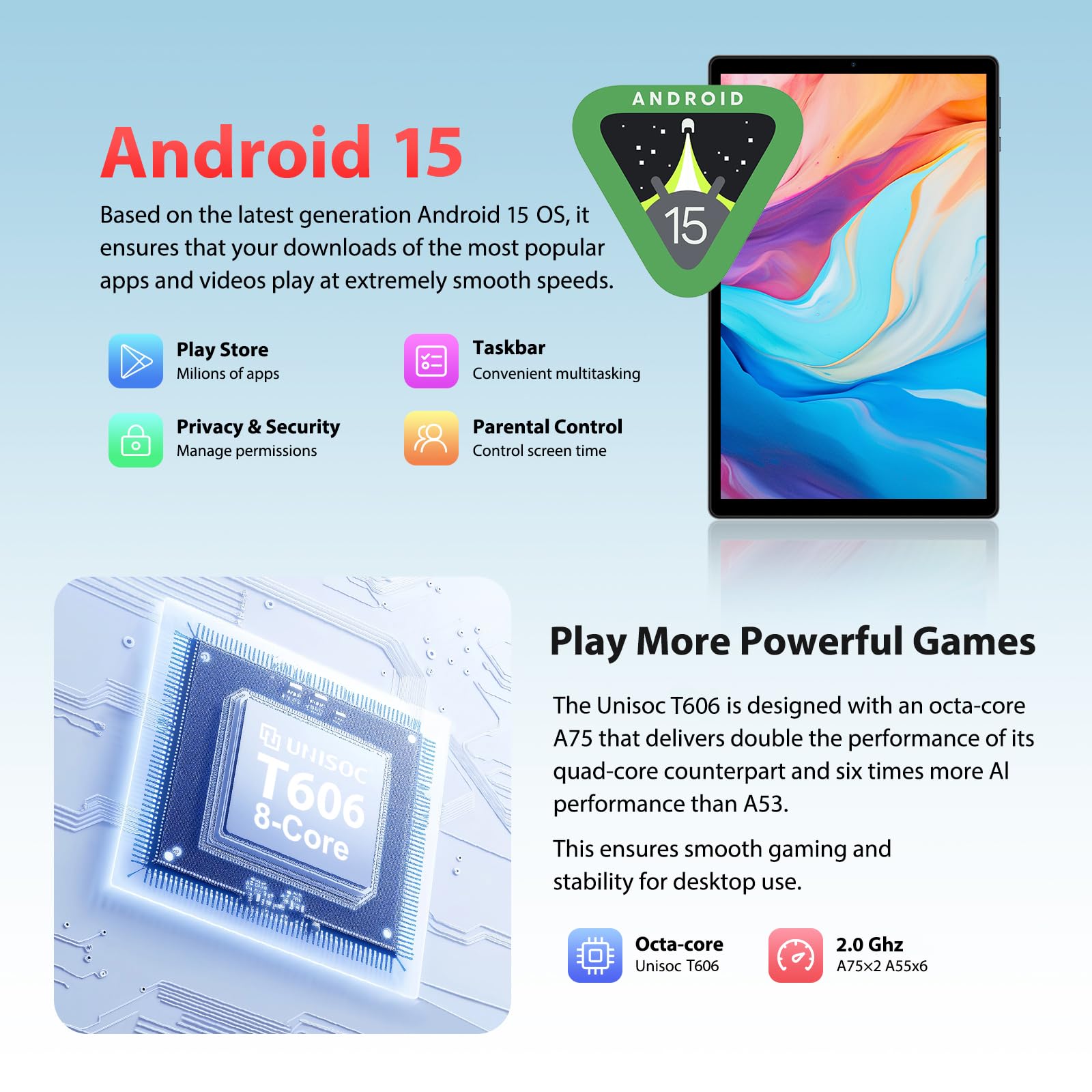 WOREGOO 10.4 Pollici Tablet Android 15, 5G WiFi, Tablet in Offerta 36GB RAM+256GB ROM(TF 1TB), 2000x1200 FHD, Octa-Core, Widevine L1/8000mAh/8MP+13MP/BT5.0/GPS/GMS, con Tastiera e Mouse, Nero